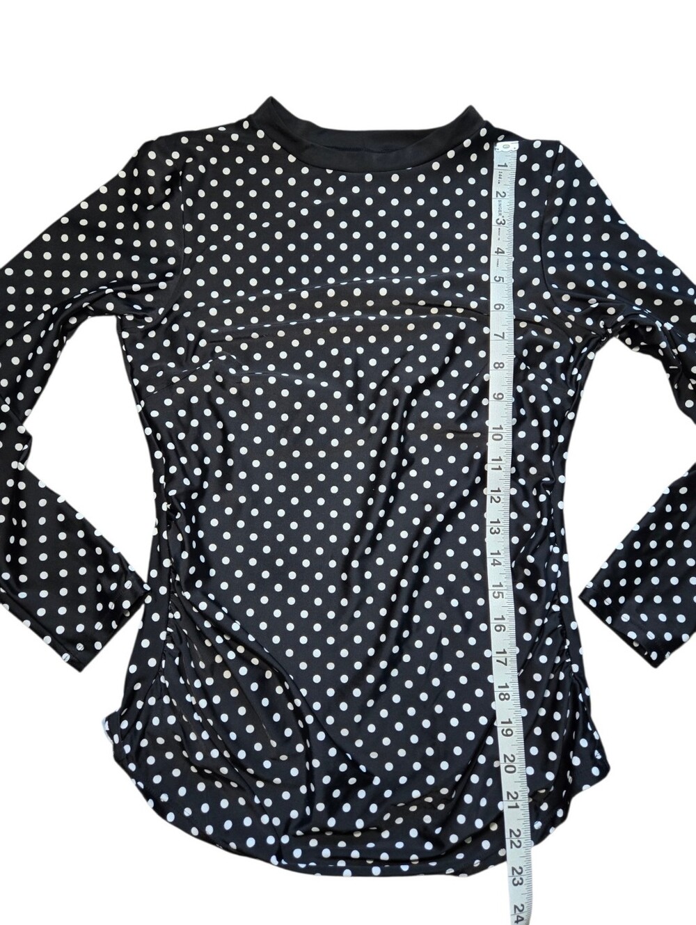 Maternity Polka Dot Long Sleeve Rash Guard - Black/White - Picture 7 of 7